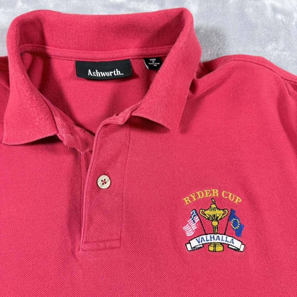 Ashworth‎ Ryder Cup Valhalla Golf Polo Shirt Men's Medium Red Short Sleeve